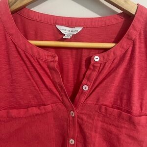 Lucky Brand Women's Button Down Red Shirt